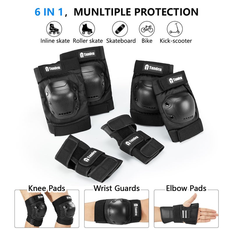 Tanden Skate Protective Gear Adult Knee and Elbow Pads for Roller Skating Pads Adult  Skateboard Knee Pads Elbow Pads Wrist Guards - Image 2
